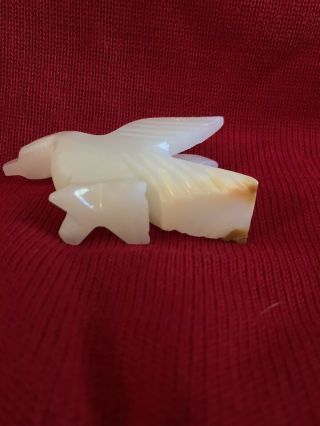 Vintage Small Carved Bird Figurine Alabaster Stone Marble Sculpture 4in