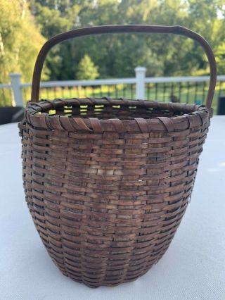 Small Antique 19thc American Primitive England Woven Splint Basket
