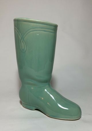 Shawnee Pottery Cowboy Boot Vase In Aqua