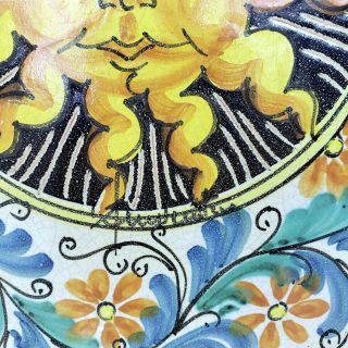 Vintage FRATANTONI for VIETRI Sun Burst Studio Art Ceramic Wall Plaque Tile Lg 2