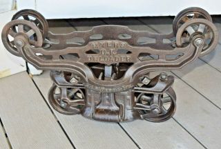 Antique Cast Iron Barn Trolley Myers Ok Hay Unloader Primitive Pulley System