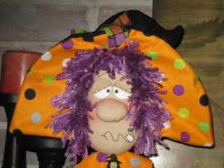 Primitive Hc Halloween Sitting Witch Girl Doll Ornie Doll Shelf Sitter