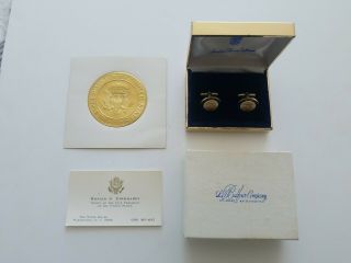 George Bush Sterling Silver Cobalt White House Vice Presidential Seal Cufflinks