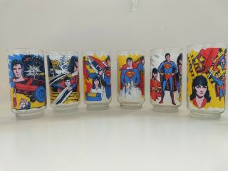 Complete Set Vintage 1978 Pepsi Superman The Movie 6 Drinking Glasses Dc Comics