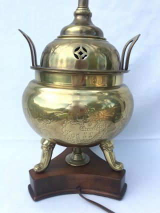 Vintage Frederick Cooper Brass Table Lamp Ginger Jar Oriental Asian Dragons 2