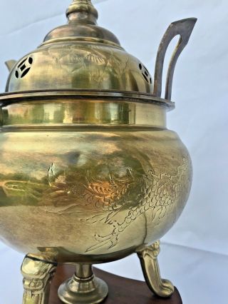 Vintage Frederick Cooper Brass Table Lamp Ginger Jar Oriental Asian Dragons 3