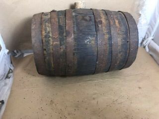 Antique Vintage Small Iron Banded Wooden Whiskey Keg Barrel Bar Decor