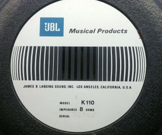 Vintage Jbl K110 10 " 8 - Ohm Speakers - Jbl Product