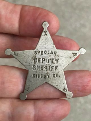Very Old Obsolete Deputy Sheriff Badge Kinney County Texas