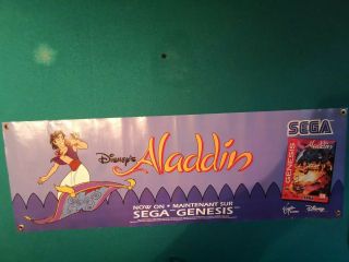 Disney Aladdin Sega Genesis Promo Vinyl Banner Video Game Poster Vtg 90s