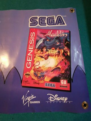 Disney Aladdin Sega Genesis promo vinyl banner video game poster vtg 90s 3