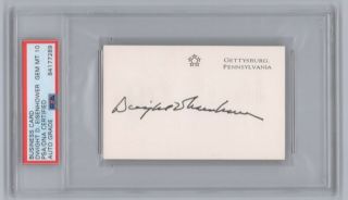 President Dwight D.  Eisenhower Signed Five Star General Card - Psa Gem 10