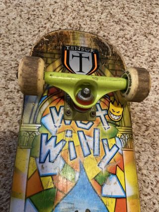 Vintage World Industries Skateboard Deck with Trucks Wet Willy Church Peace Sign 2