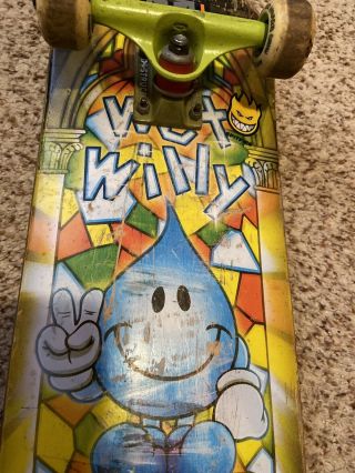 Vintage World Industries Skateboard Deck with Trucks Wet Willy Church Peace Sign 3
