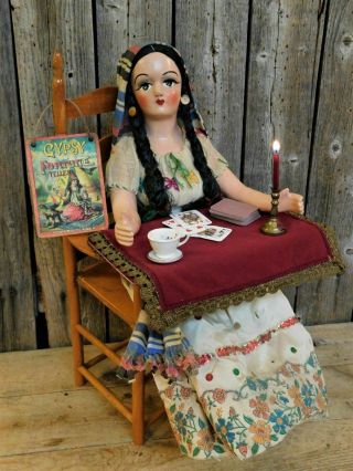 Vintage Gypsy Fortune Teller Doll Halloween Display