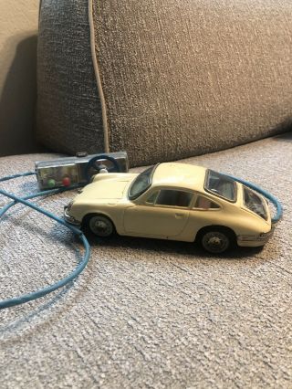Vintage Porsche Carrera 1960’s Bandai,  Japan 10 " Tin Toy Car W/ Remote Control
