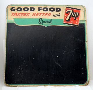 7 Up Restaurant Cafe Menu Chalk Board Soda Sign Cardboard Vintage (br)