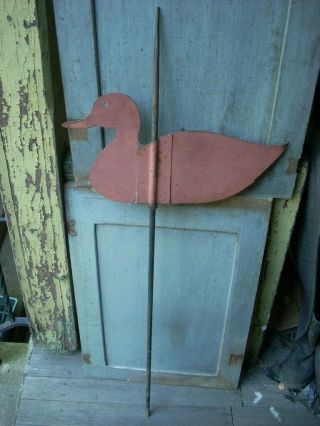 Antique Vintage Folk Art Metal Duck Weathervane Primitive Rustic Barn Country