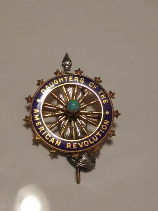 14k Gold Daughters Of The American Revolution Pin Brooch 5.  6 Grams Weight
