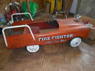 Fire Fighter Pedal Car No.  508 Vintage Amf Pressed Steel For Restoration/play