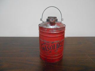 Antique Vintage Small Metal Gas Can With Old Red Paint - Collectible