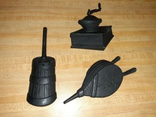 Vintage 3 Sexton Black Cast Iron Metal Kitchen Decor Wall Hangings Made In Usa