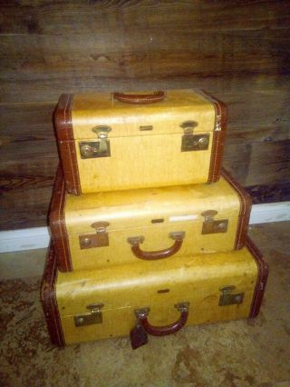 Vintage 1940s Hartmann 3 Piece Luggage Set