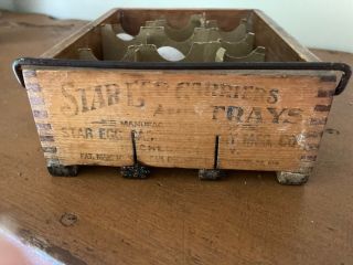 Antique Primitive 1908 Wood Star Egg Crate Dozen Carrier / Tray