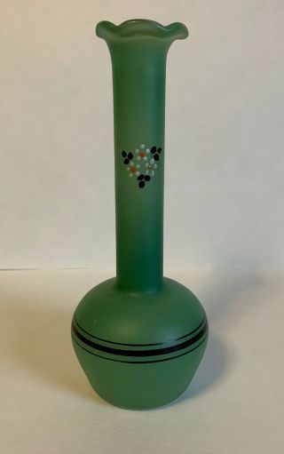Vintage Green Glass Bud Vase 1930 