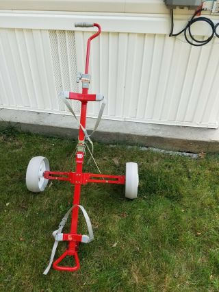 Vintage Wilson Golf Pull Cart Red Folding 2 Wheels Cleaned Detailed