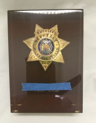 Rare Vintage Obsolete Milwaukee County Wisconsin Sergeant Sheriff Badge Award