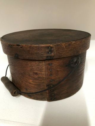 Rare 1800’s Bentwood Pantry Box With Lid And Wood Bail Handle