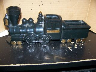 Vintage Steam Locomotive Ceramic Planter - Black In Color