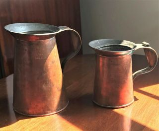Antique Forged Copper Tankard Measures 1 Pint And 1 Quart