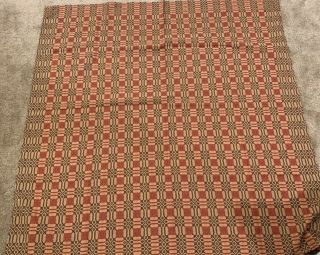 Family Heirloom Weavers - Large Table Square - Pine Burr (?) Pattern - Brick/tan/navy?