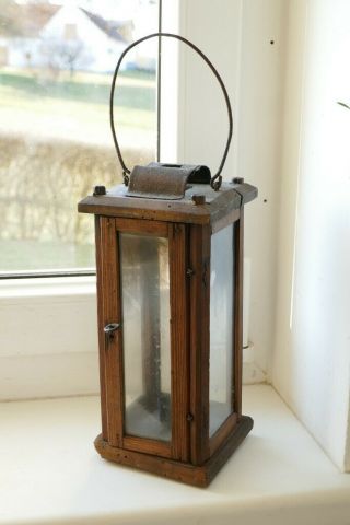 Primitive Old Wood Lantern,  Barn Lantern,  Antique Candle Lantern,  19th Cent.