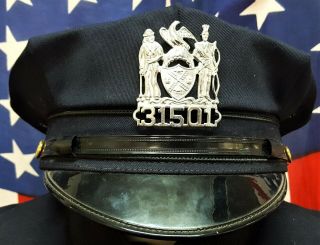 Vintage 1980s Us Police Officers Uniform Cap Hat Nypd York 80s Era 7 1/2