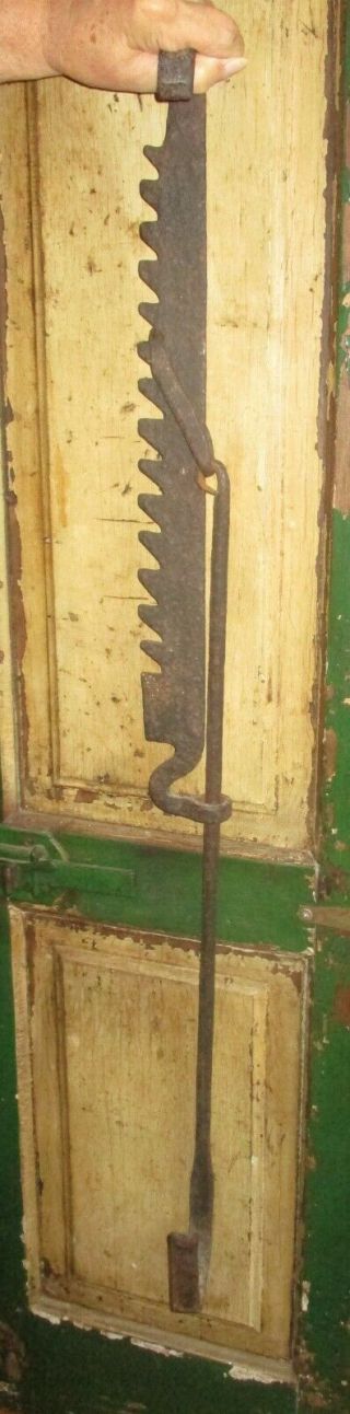 ANTIQUE BLACKSMITH HAND FORGED WROUGHT IRON ADJUSTABLE SAWTOOTH COOKING TRAMMEL 2