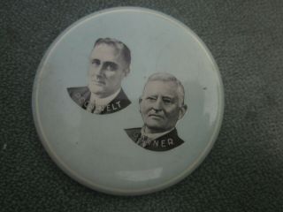 Roosevelt & Garner Campaign Celluloid Pocket Mirror 2 3/16 "