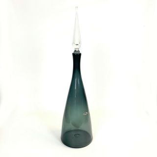 Vintage Blenko 920 Charcoal Glass Decanter 22.  5 " W/clear Stopper 1960 
