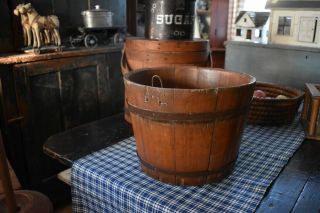 Primitive Antique Wooden Syrup Bucket