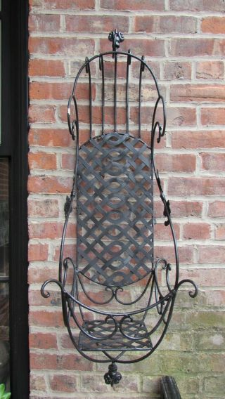 Vintage Wrought Iron Plant Stand Wall Hanging Freshly Painted 37 ½” High