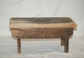 Vintage Primitive Wooden Step Stool Country Rustic Farmhouse Bench Barn Cabin 2