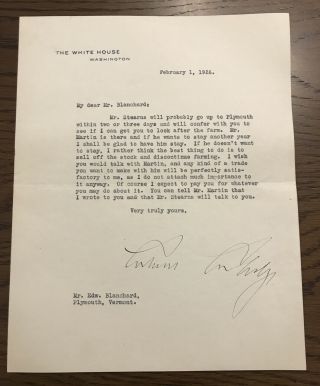 Calvin Coolidge 1926 Typed Letter Signed As President - To His Cousin In Vermont