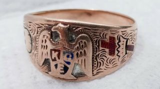 10k Gold Antique Masonic/fraternal Knights Of The Golden Eagle Ring