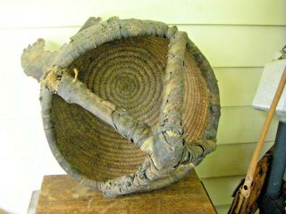 Large Antique Primitive Rustic Native Woven Basket 3