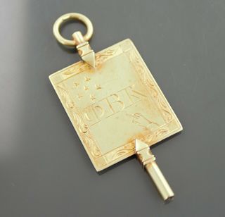 Vintage 1855 Phi Beta Kapa Fraternity 14 Yellow Gold Key Pendant