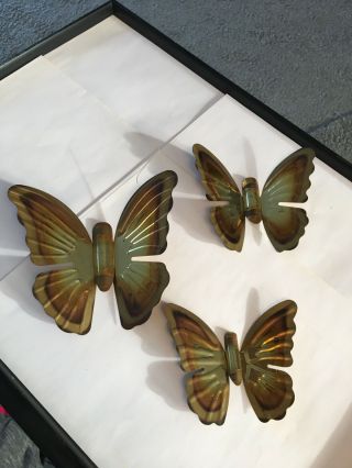 Vintage Set Of 3 Metal Butterly Wall Hangings.