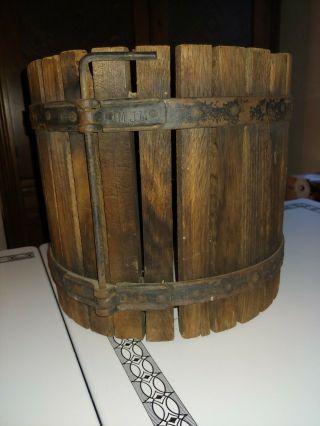Antique Wooden And Cast Iron Wine/fruit Press Basket