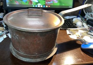Large Antique Copper Cooking Pot W/ Lid Albert Soderstrom Kisa Stove Ring Marked